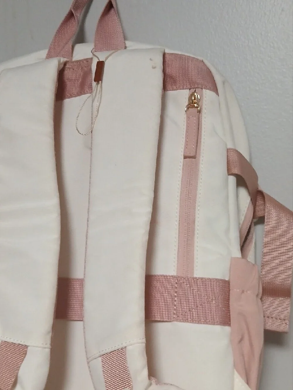 Two-Tone Cream and Light Pink Everyday Backpack
